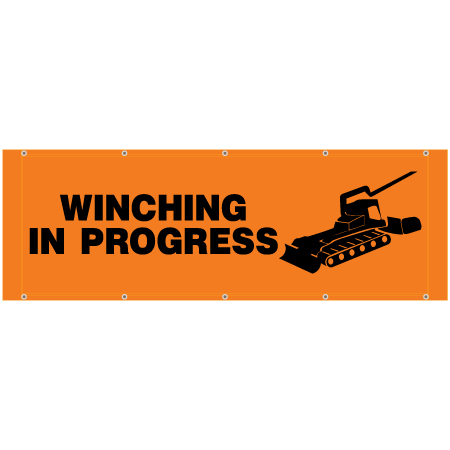 BH43 Winching in Progress - Hi Vis Orange Banner Horizontal 84" x 30"