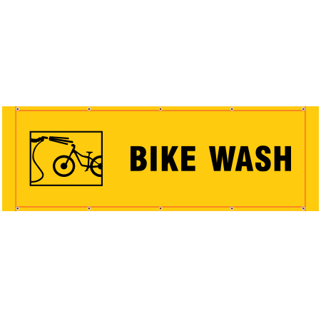 BH51 Bike Wash - Yellow Banner Horizontal 84" x 30"