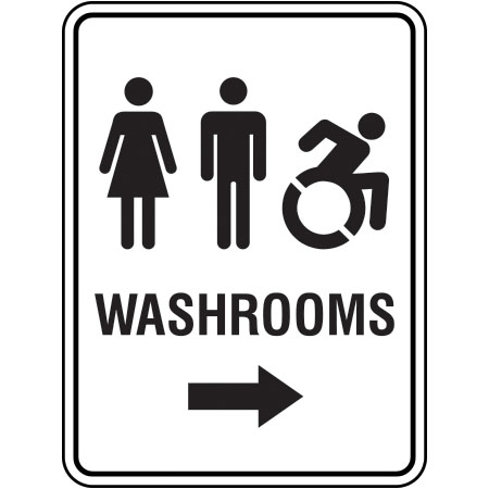 S128 Washrooms with Arrow 18" x 24"