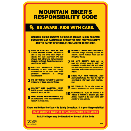 B702 Mountain Bike Responsibility Code - Canada West Version 24" x 36" Aluminum