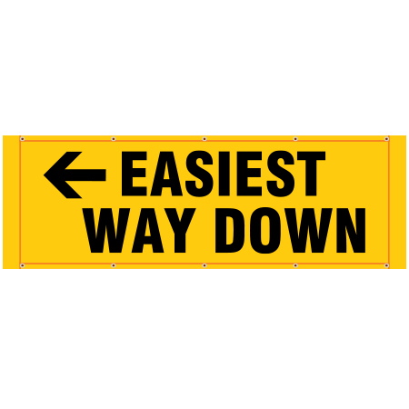 BH28 Easiest Way Down Arrow Pointing Left - Yellow Banner Horizontal 84" x 30"