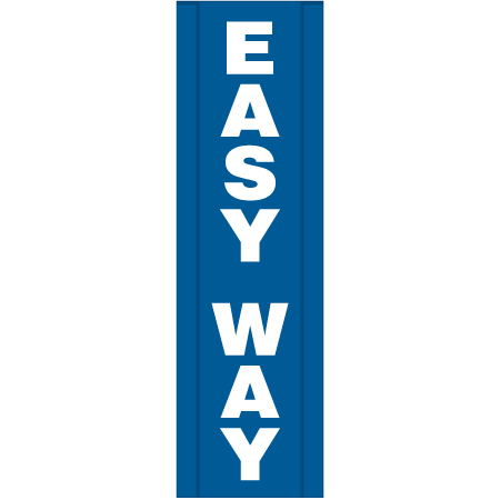 Easy Way vertical banner on blue for ski resorts with pole pockets and grommets. Click to expand image