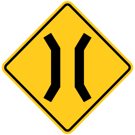 W-051 Warning narrow structure, 24 x 24, 30 x 30. Reflective aluminum, traffic sign for all parks, recreational facilities, municipal, city, town. Rules and conditions of your specific area, jurisdiction, produced by Inter-Mtn.. Click to expand image