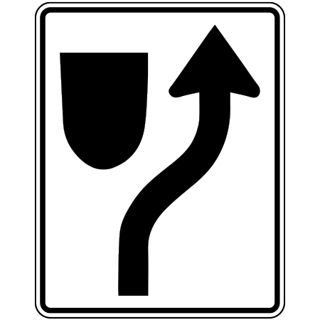 R-014 Keep right arrow, 24 x 30. Reflective aluminum, traffic sign for all parks, recreational facilities, municipal, city, town. Rules and conditions of your specific area, jurisdiction, produced by Inter-Mtn.. Click to expand image