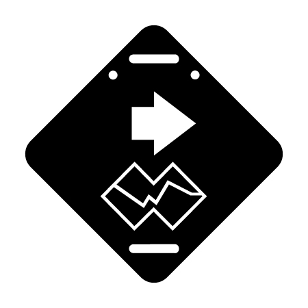 E115, 11.5 x 11.5, arrow, double black diamond polythylene disc, UV protected and cost effective marking signs, holes on top to hang from rope, slots top and bottom to fit over bamboo poles, trail and ability markers.. Click to expand image