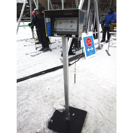 Aluminum Pedestals to House RFID Gate Tablets 60" Tall with a 20" x 20" Steel Base Plate - to Fit Tablet (Provide Tablet Size).. Click to expand image