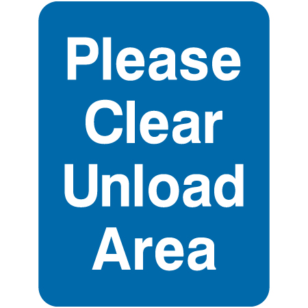 L314 Please Clear Unload Area 18" x 24" Blue Reflective Aluminum lift sign for ski areas - produced by Inter-Mtn.. Click to expand image