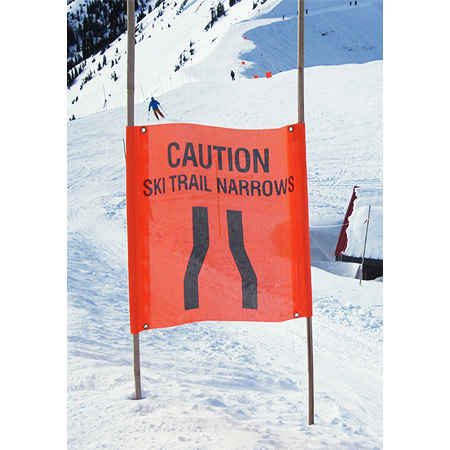 BS99 Custom Text Hi Vis Orange Banner Square 30" x 30", tear and mildew resistant high tenacity polyester, coated with fade resistant vinyl, grommets and sleeves on sides for bamboo poles.. Click to expand image