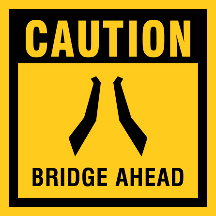 B399c 12" x 12" Coroplast Sign - Caution, Bridge Ahead.. Click to expand image