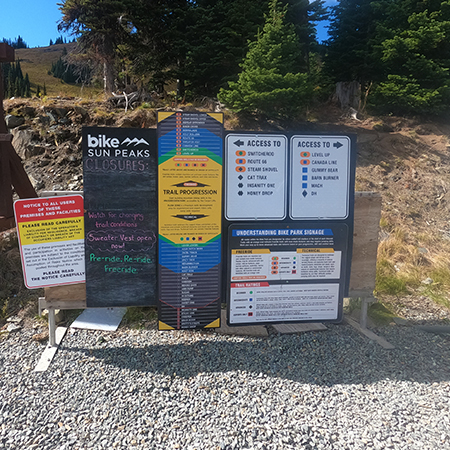 B805 Access To 18 x 24, White coroplast, 12 gauge sign grade aluminum sheeted with top quality prismatic reflective, high performance print or vinyl graphics, important information, liability, you assume the risk of injury, mountain bike, bike park, trail sign.. Click to expand image