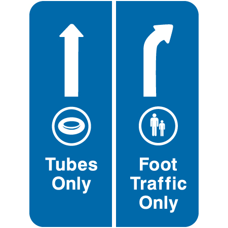 L510 Tubes Only Straight Ahead, Foot Traffic Only Right or Left (Provide Arrow Direction) 18" x 24" Blue Reflective Aluminum lift sign for ski areas - produced by Inter-Mtn.. Click to expand image