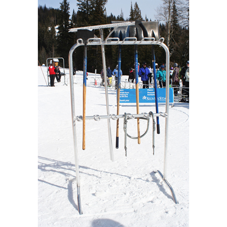 Inter-Mtn.'s lift hut organizers are durable, lightweight, and functional. Safety lugs for spacing ensure no sharp edges or points. Standard size 4’ long or custom. Available in a freestanding unit or wall mounted.. Click to expand image