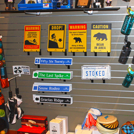 Mini replicas of on mountain trail signs, perfect for retail stores, member giveaways, trophies or staff names. Available on aluminum, dibond, PVC, magnets, or as a decal - Inter-Mtn. Enterprises.. Click to expand image