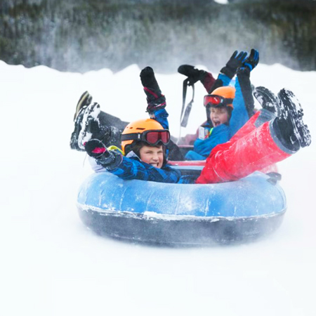 Kids Soft Bottom Snow Tubes 31" - Complete with Inner Tube and Leash - Blue Cordura.. Click to expand image
