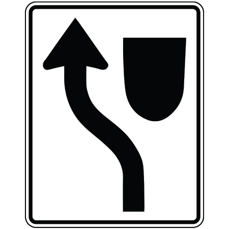 R-014 Keep left arrow, 24 x 30. Reflective aluminum, traffic sign for all parks, recreational facilities, municipal, city, town. Rules and conditions of your specific area, jurisdiction, produced by Inter-Mtn.. Click to expand image