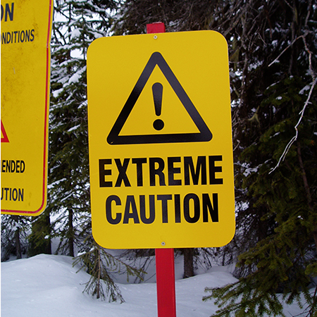 H114 Extreme Caution 18" x 24" Yellow Reflective Aluminum Sign produced by Inter-Mtn.. Click to expand image