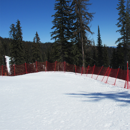 B Net Fencing 2m x 20m UV Resistant - 65mm Square Mesh with Top and Bottom Connection Loops - Comes Pre-Assembled with 9 Polycarbonate Poles 2.5m Tall - Red.. Click to expand image