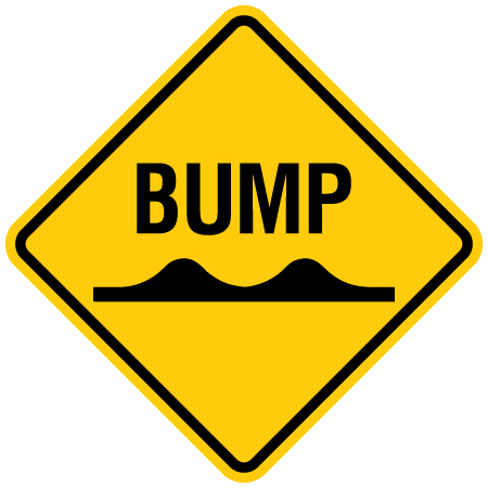 Bump with symbol made of aluminum for snowmobile trails