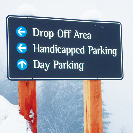 Design a complete package of parking and way-finding signs or match existing signs. Available in a variety of durable and easy-to-change options - Inter-Mtn. Enterprises.. Click to expand image