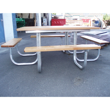 8' Picnic Table(96" x 62.5" x 30)" - Pressure Treated Wood with Steel tube Frame. Mounting Hardware Included. Breaks down for shipping.. Click to expand image