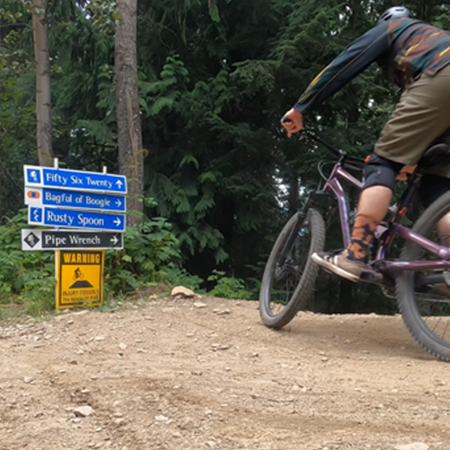 B419, 18 x 18, 12 x 12, warning injury possible, you assume all risk, Mountain bike risk and liability, safety, summer, trail, downhill, available on white or yellow coroplast and 12 gauge sign grade aluminum sheeted with top quality, high performance print* or vinyl graphics.. Click to expand image