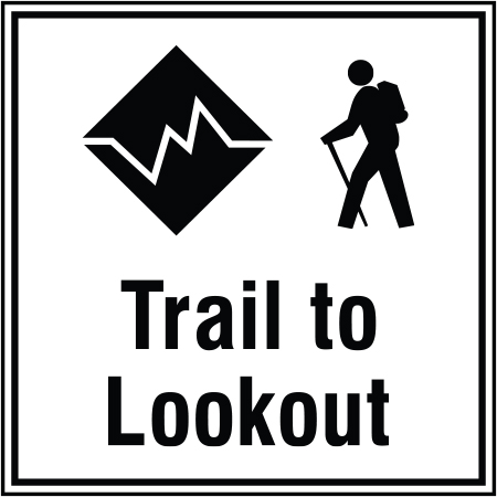 B163c 18" x 18" Coroplast Sign - Black Diamond Hiking Trail Sign - Trail to Lookout.. Click to expand image