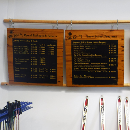 Durable, handcrafted wood signs using high quality materials: available in sandblasted, distressed pine, birch, crezone and hand
carved cedar. Exterior quality and incredible craftsmanship.. Click to expand image