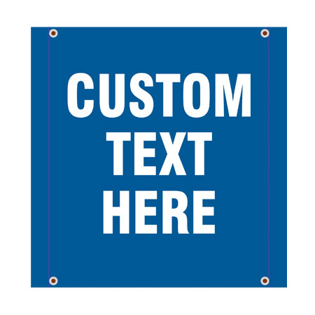 Custom Text banner for ski resorts in a medium blue and square. Click to expand image