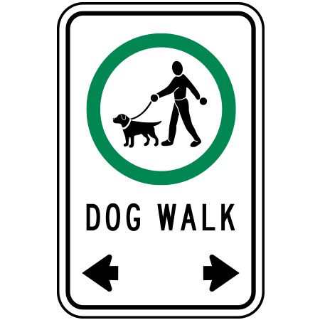 PS-054 Dogs on leash allowed, 12 x 18. Reflective aluminum, pedestrian sign for all parks, recreational facilities, municipal, city, town. Rules and conditions of your specific area, jurisdiction, produced by Inter-Mtn.. Click to expand image