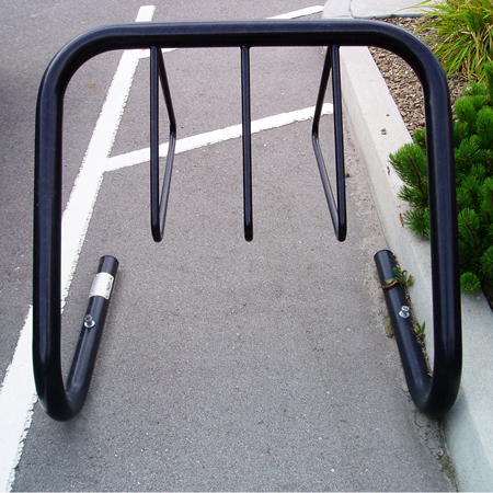 Cora Bike Racks are available in three finishes: powder coating, galvanized and stainless steel with multiple sizes and colour options. Fits larger downhill bike wheel sizes.. Click to expand image