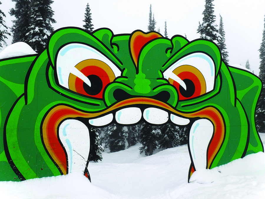 Oversized Character Cutout that was custom made for Big White Ski Resort using the community's Ogopogo character. Click to expand image