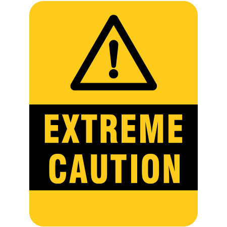 H114 Extreme Caution 18" x 24" Yellow Reflective Aluminum Sign produced by Inter-Mtn.. Click to expand image