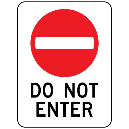 S108 Do not enter, 18 x 24. Reflective aluminum, traffic sign for all parks, recreational facilities, municipal, city, town. Rules and conditions of your specific area, jurisdiction, produced by Inter-Mtn.. Click to expand image