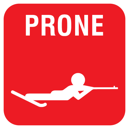 W188 Prone Biathlon Sign for Cross Country Skiers and Nordic Clubs on highly-visible reflective red