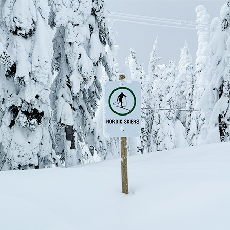 W169 Nordic Skiers Only 18" x 24", white reflective aluminum nordic sign with rounded corners - ski area sign - Inter-Mtn.. Click to expand image