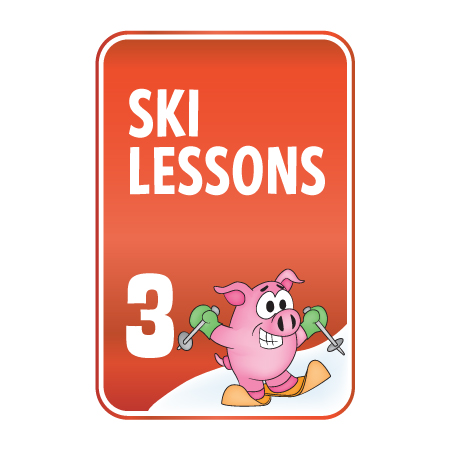 KS14 12" x 18" (actual size 30x45cm) Aluminum Sign -Ski Lessons 3, with "character" Skier.. Click to expand image
