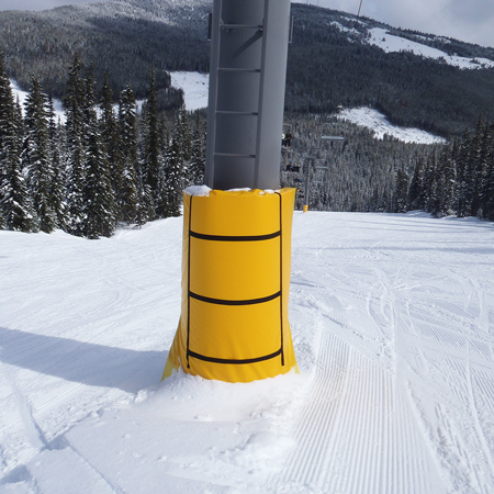 Tower Pad 6' x 6' x 4" Open Cell Foam with Straps and Buckles Yellow 18oz Vinyl.. Click to expand image