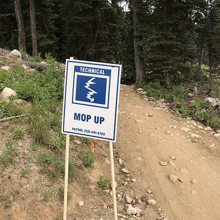 B224 12 x 18, Blue Technical Mountain Bike Trail Sign - Fantastic Emergency #, coroplast and 12 gauge sign grade aluminum sheeted with top quality, high performance print* or vinyl graphics, direct people in all trail systems, technical, cross-country, freeride, downhill, professional, difficulty levels, choose your symbol, custom, mountain bike risk and liability, safety, summer, trail, downhill.. Click to expand image