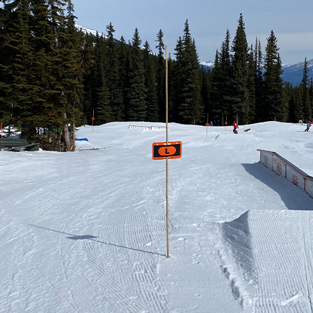 T06, 11.5 x 7, Medium M, Large L, Small S, Extra Large L, Hit Markers, orange square polythylene disc, UV protected and cost effective marking signs, holes on top to hang from rope, slots top and bottom to fit over bamboo poles, trail and ability markers, terrain park jumps.. Click to expand image