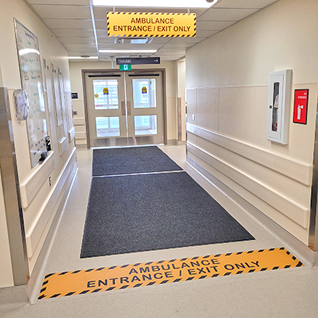 Penticton Regional General Hospital floor decal. Ambulance Entrance Only.. Click to expand image