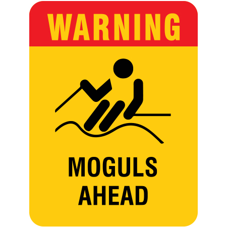 H218 Warning - Moguls Ahead 18" x 24" Yellow Reflective Aluminum Sign produced by Inter-Mtn.. Click to expand image