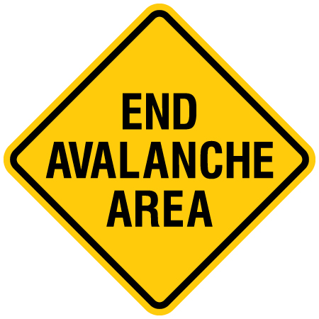 End avalanche area sign for snowmobile clubs by Inter-Mtn.. Click to expand image