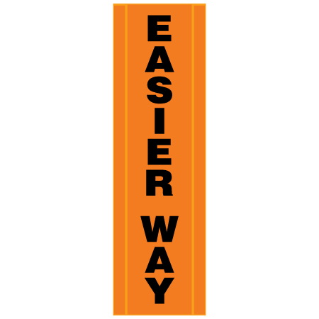 Easier Way vertical banner on high visibility orange for ski resorts with pole pockets and grommets. Click to expand image