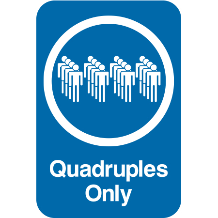 L124 Quadruples Only 12" x 18" Blue Reflective Aluminum lift sign for ski areas - produced by Inter-Mtn.. Click to expand image