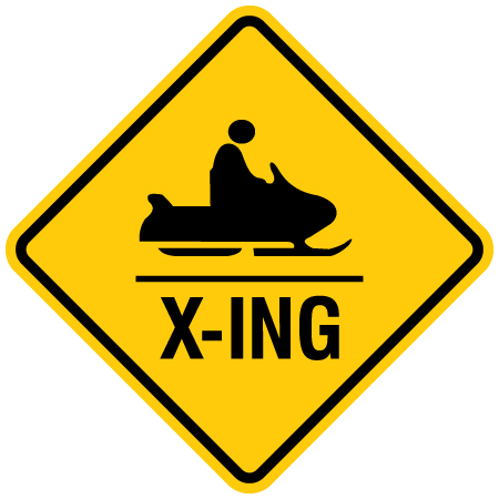 snowmobile crossing sign for snowmobile clubs by Inter-Mtn.. Click to expand image
