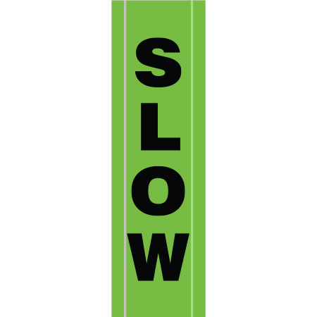 BV02 Slow, high visibility green vertical mesh banner 18x60, tear and mildew resistant high tenacity polyester, coated with fade resistant high vis green vinyl, grommets and sleeves on sides for bamboo poles. Click to expand image