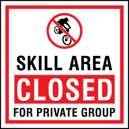 B505c 12" x 12" Coroplast Sign - Ski Area CLOSED For Private Group.. Click to expand image