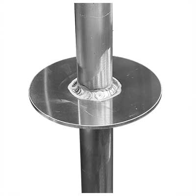 The aluminum base of the sturdy Lineup Post for ski areas to use at their chairlift loading areas to organize and assist with crowd control. Click to expand image