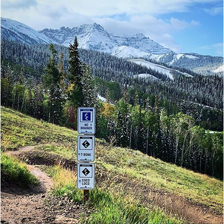 B224 B228 12 x 18, Technical Mountain Bike Trail Sign - Fantastic Emergency #, coroplast and 12 gauge sign grade aluminum sheeted with top quality, high performance print* or vinyl graphics, direct people in all trail systems, technical, cross-country, freeride, downhill, professional, difficulty levels, choose your symbol, custom, mountain bike risk and liability, safety, summer, trail, downhill.. Click to expand image