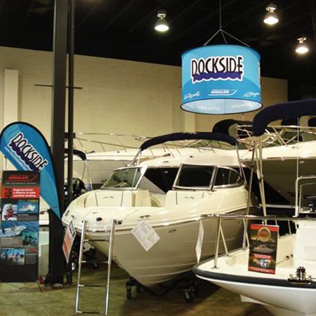 Circular banners offer maximum brand exposure above the crowd, unique treated fabric, brilliant colours and graphics, fabric can be ironed, portable and durable, advanced fabric printing technology.